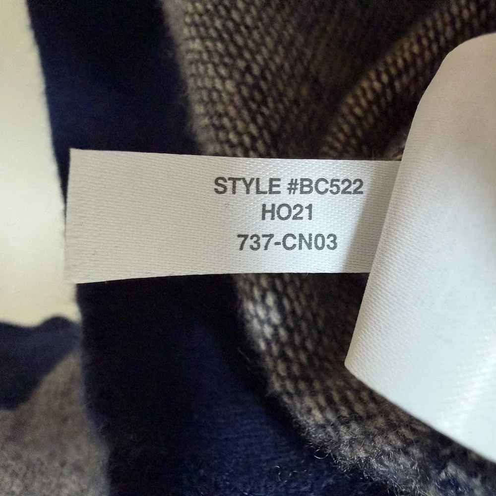 J Crew Mens Tipped Cashmere Hoodie Sweater Size XXL Navy Blue Birds-Eye Luxury